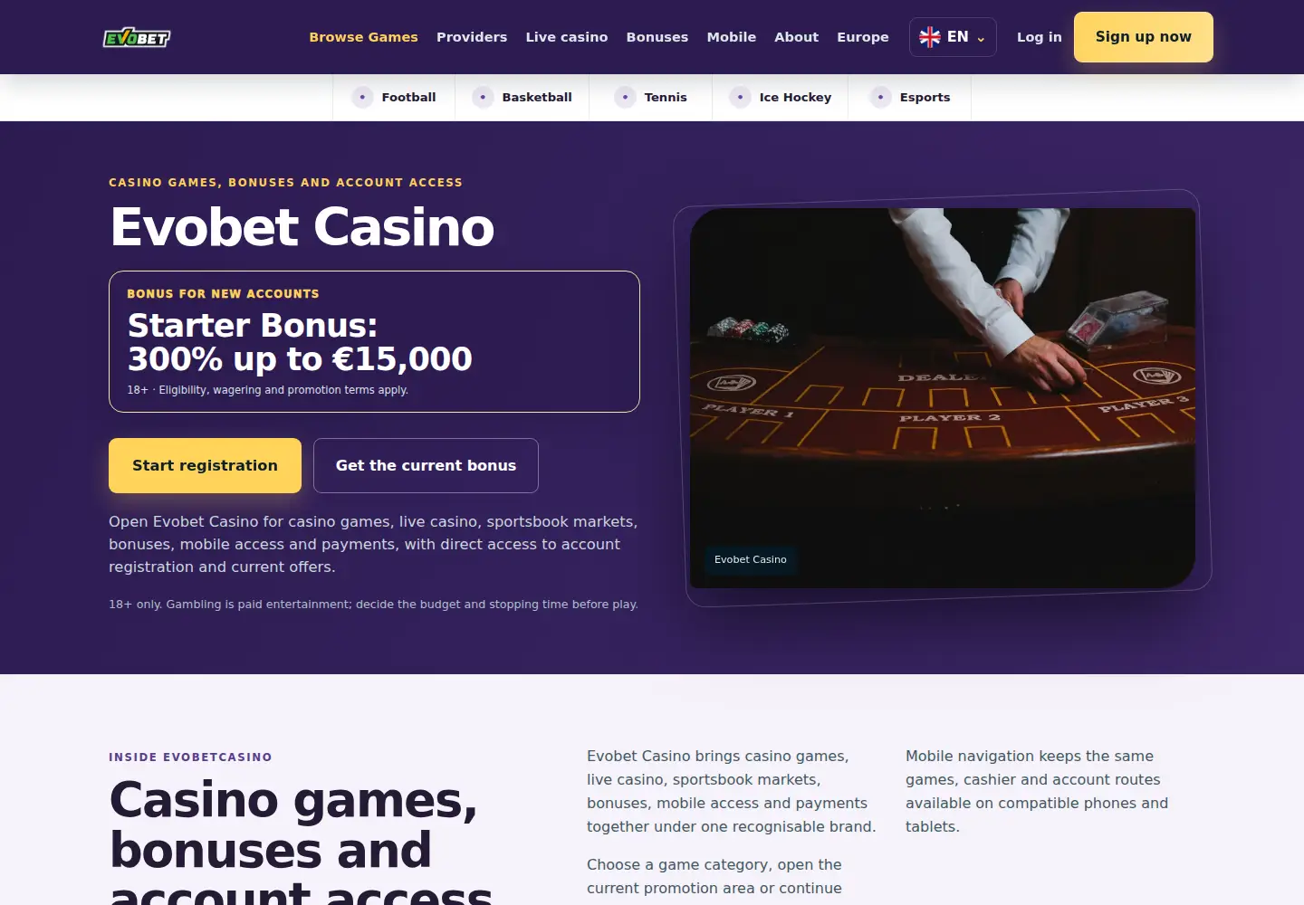 Screenshot of evobetcasino.eu
