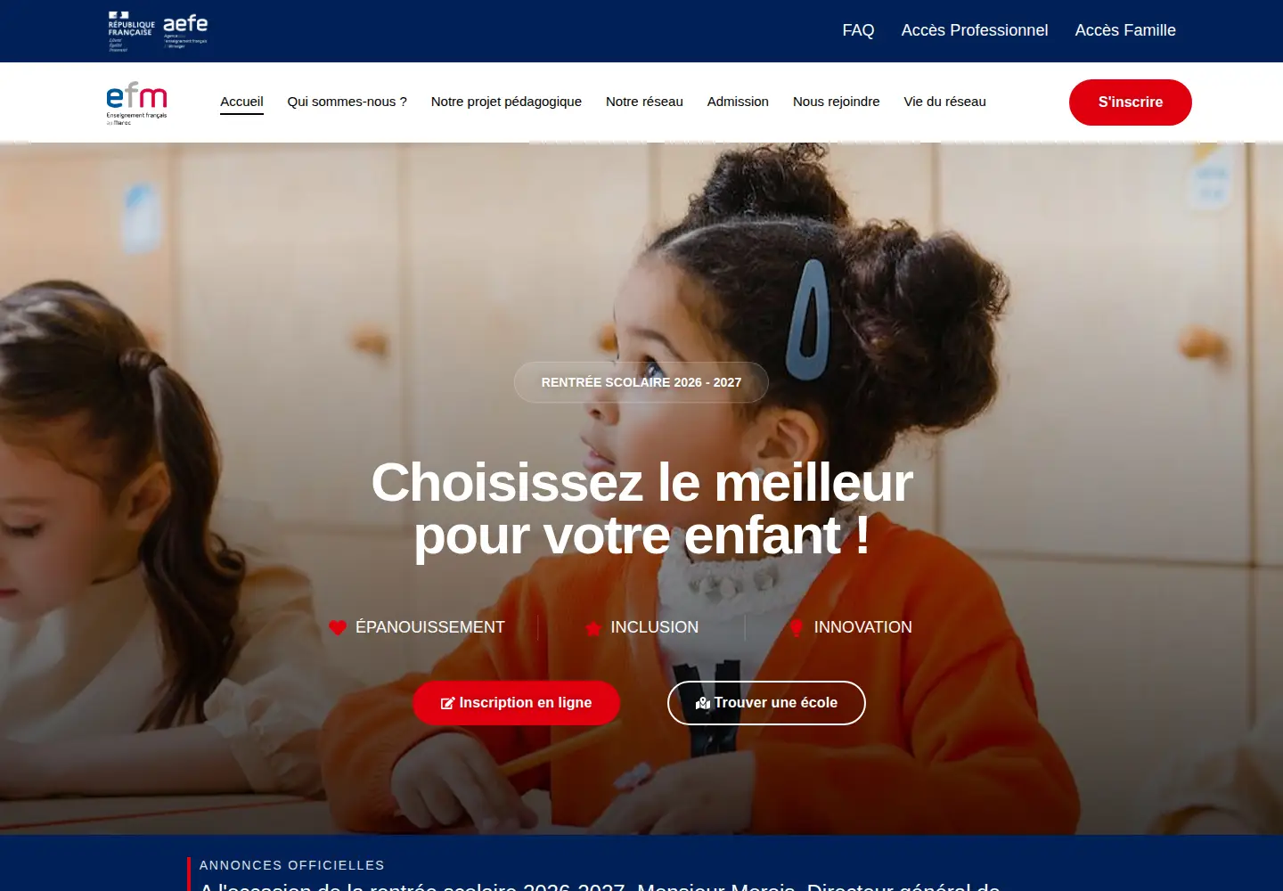 Captured homepage of efmaroc.org in the current scan