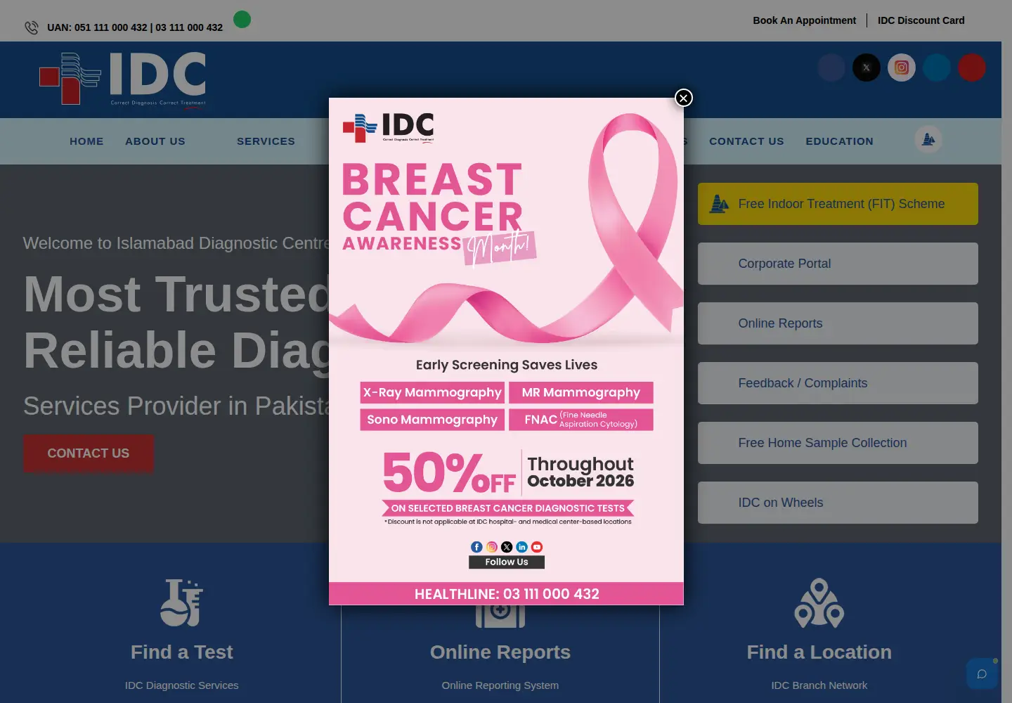 Captured homepage of idc.net.pk in the current scan
