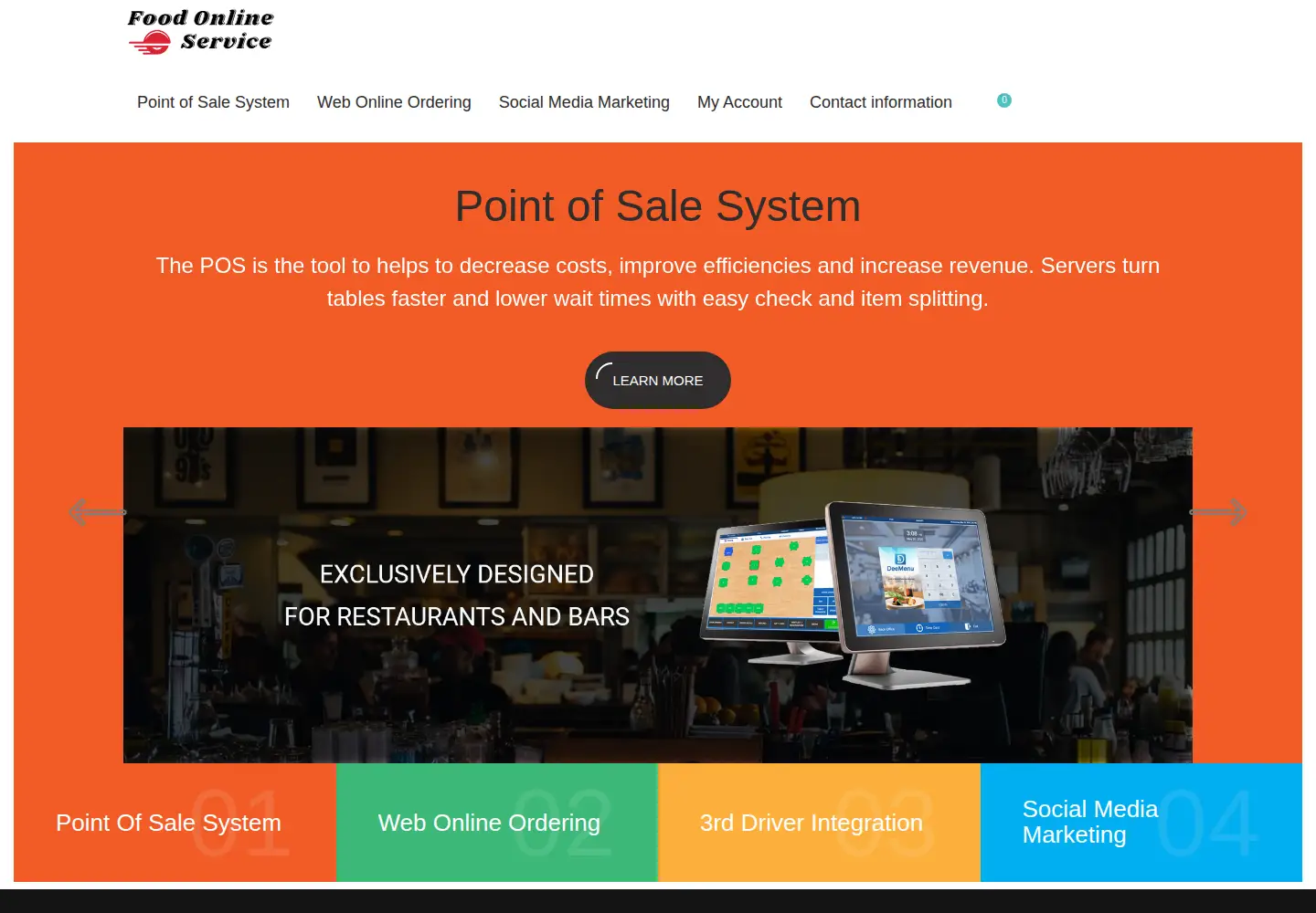 Captured homepage of foodonlineservice.com in the current scan