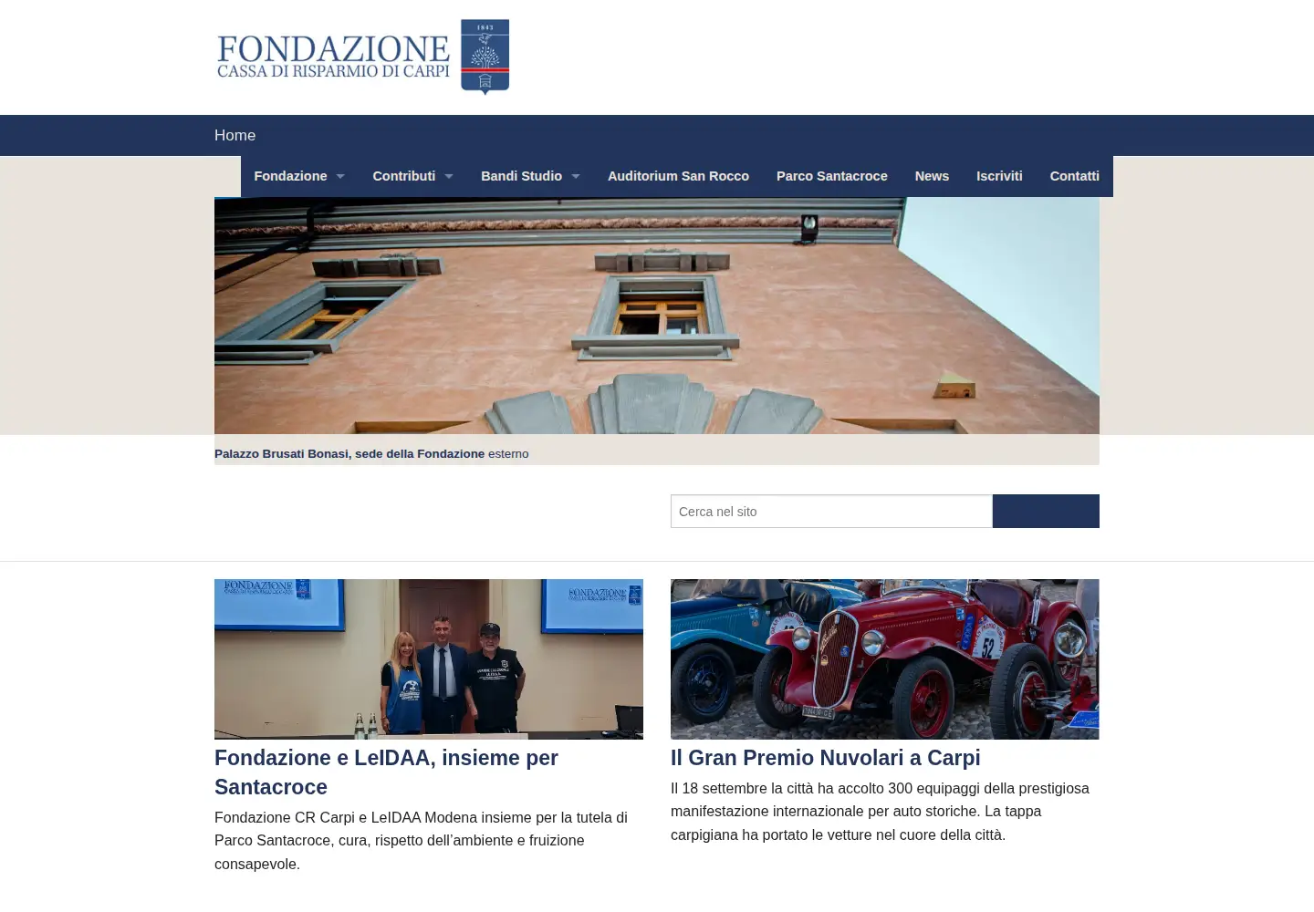 Captured homepage of fondazionecrcarpi.it in the current scan
