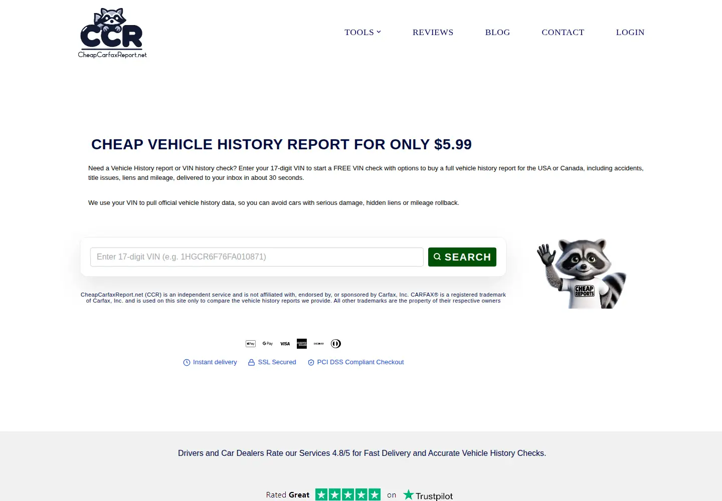 Screenshot of cheapcarfaxreport.net