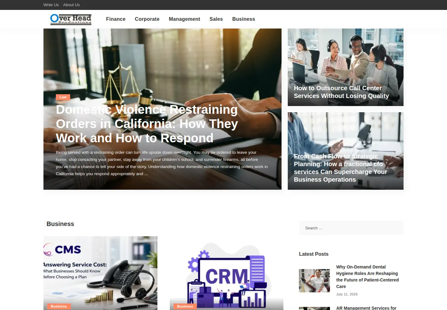Screenshot of overheadproductions.net
