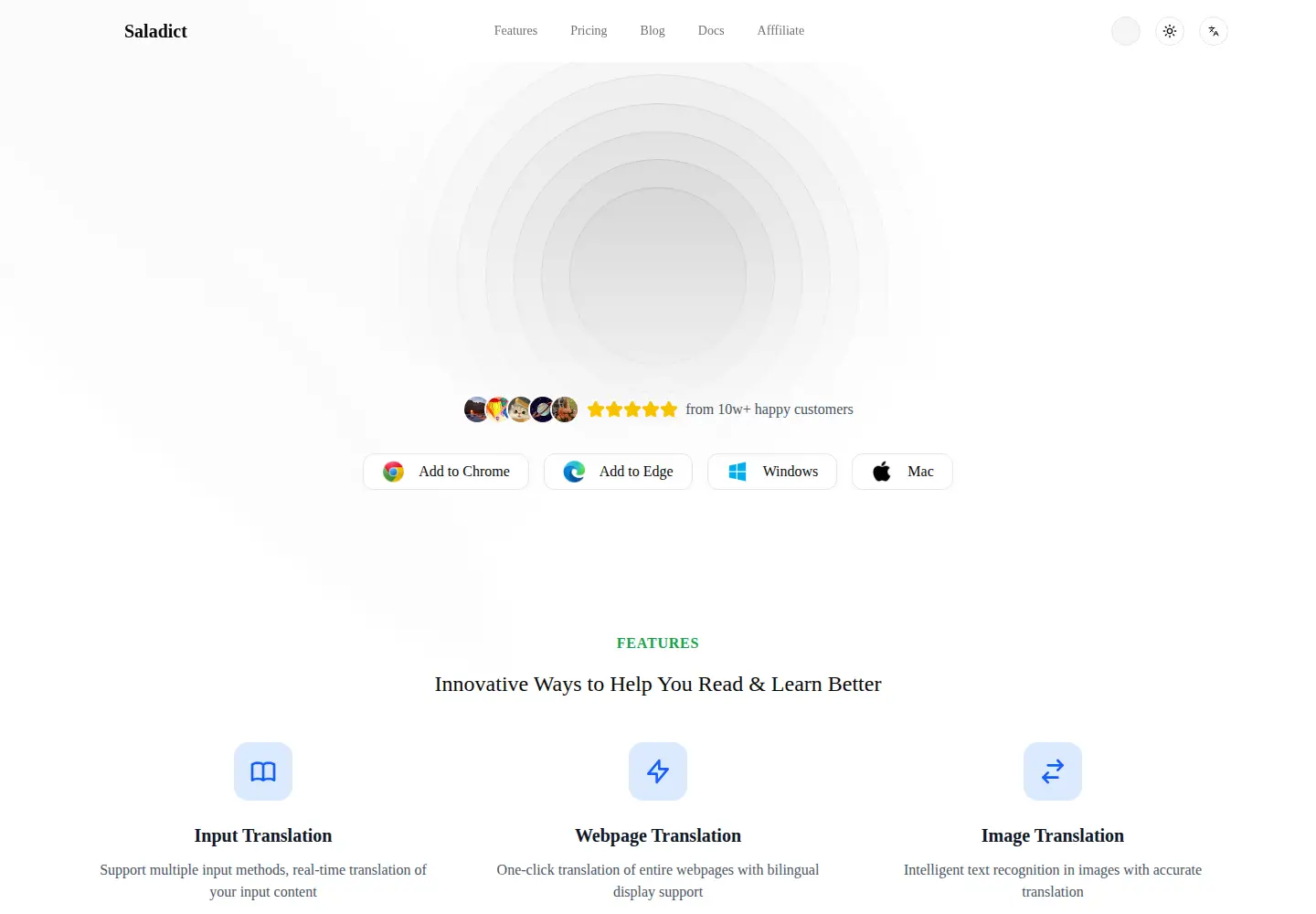 Screenshot of saladict.net