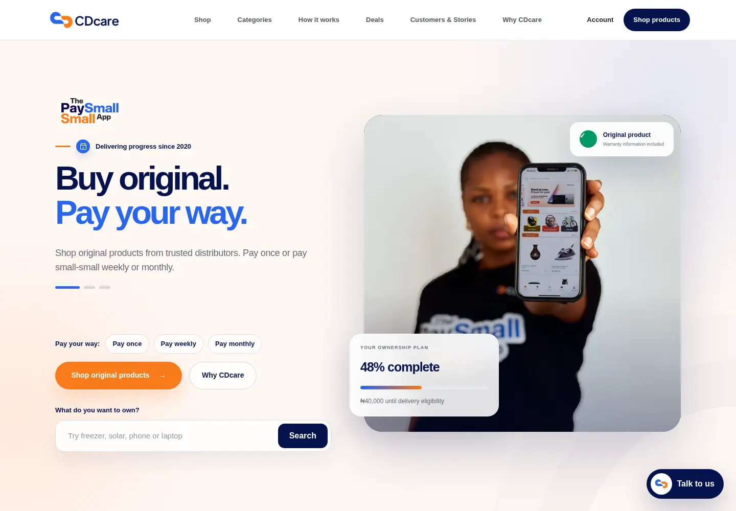 Captured homepage of cdcare.ng in the current scan