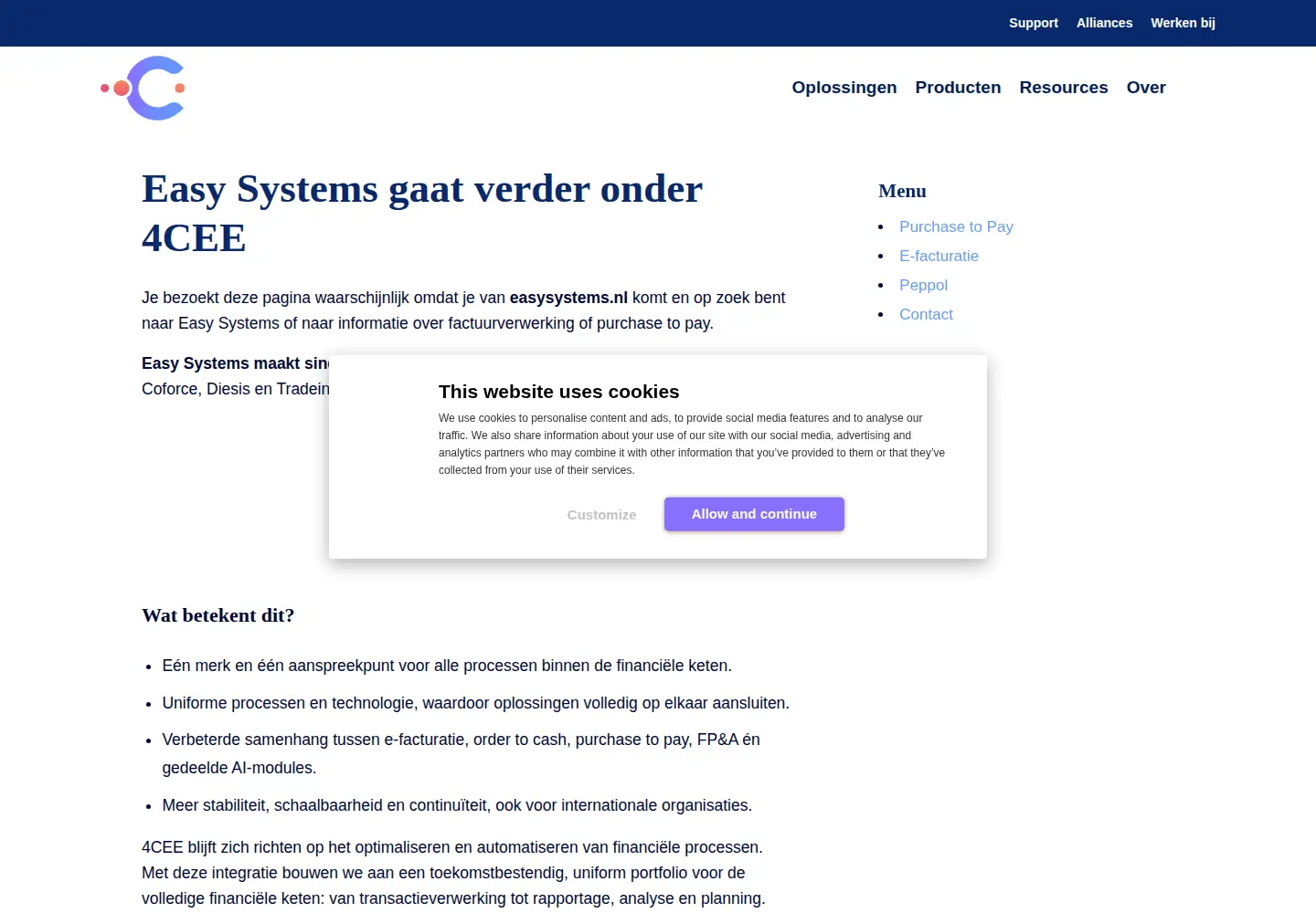 Captured homepage of easysystems.nl in the current scan