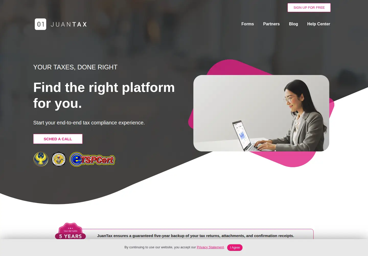Captured homepage of juan.tax in the current scan