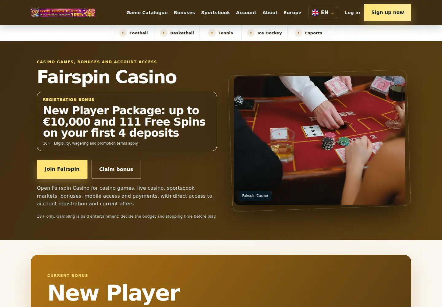 Screenshot of fairspincasino.eu