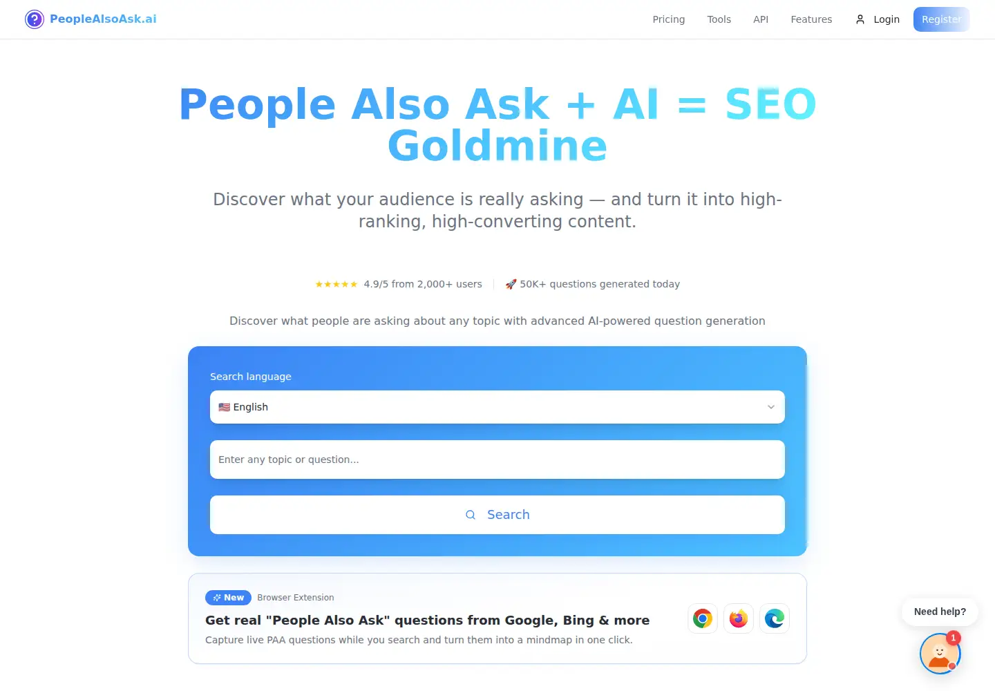 Screenshot of peoplealsoask.ai