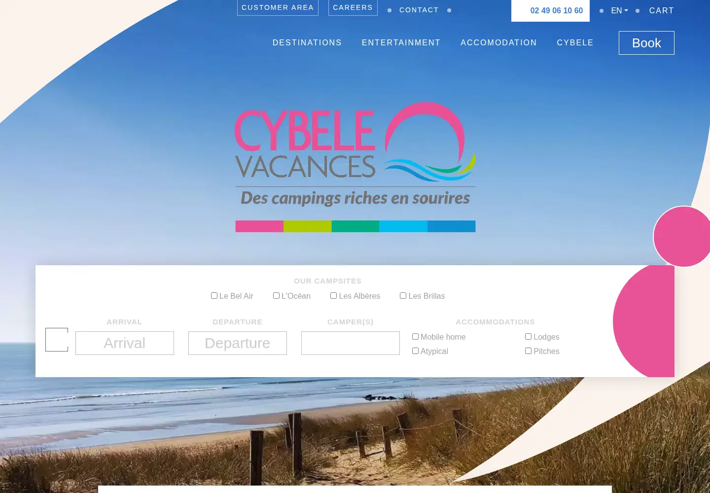 Captured homepage of cybelevacances.com in the current scan