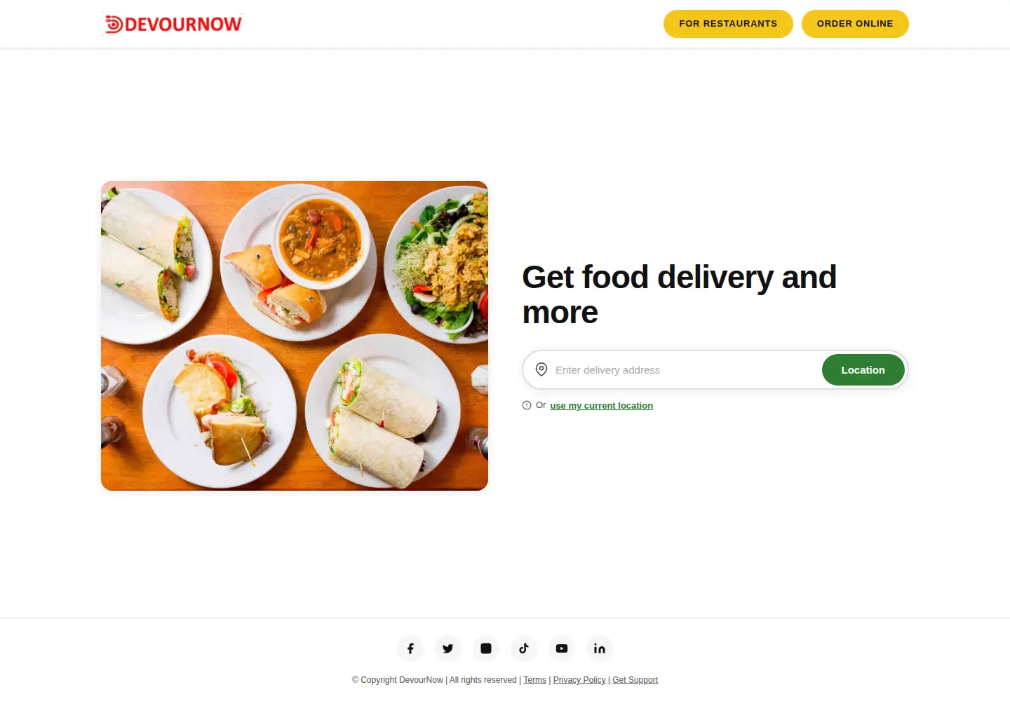 Captured homepage of devournow.com in the current scan
