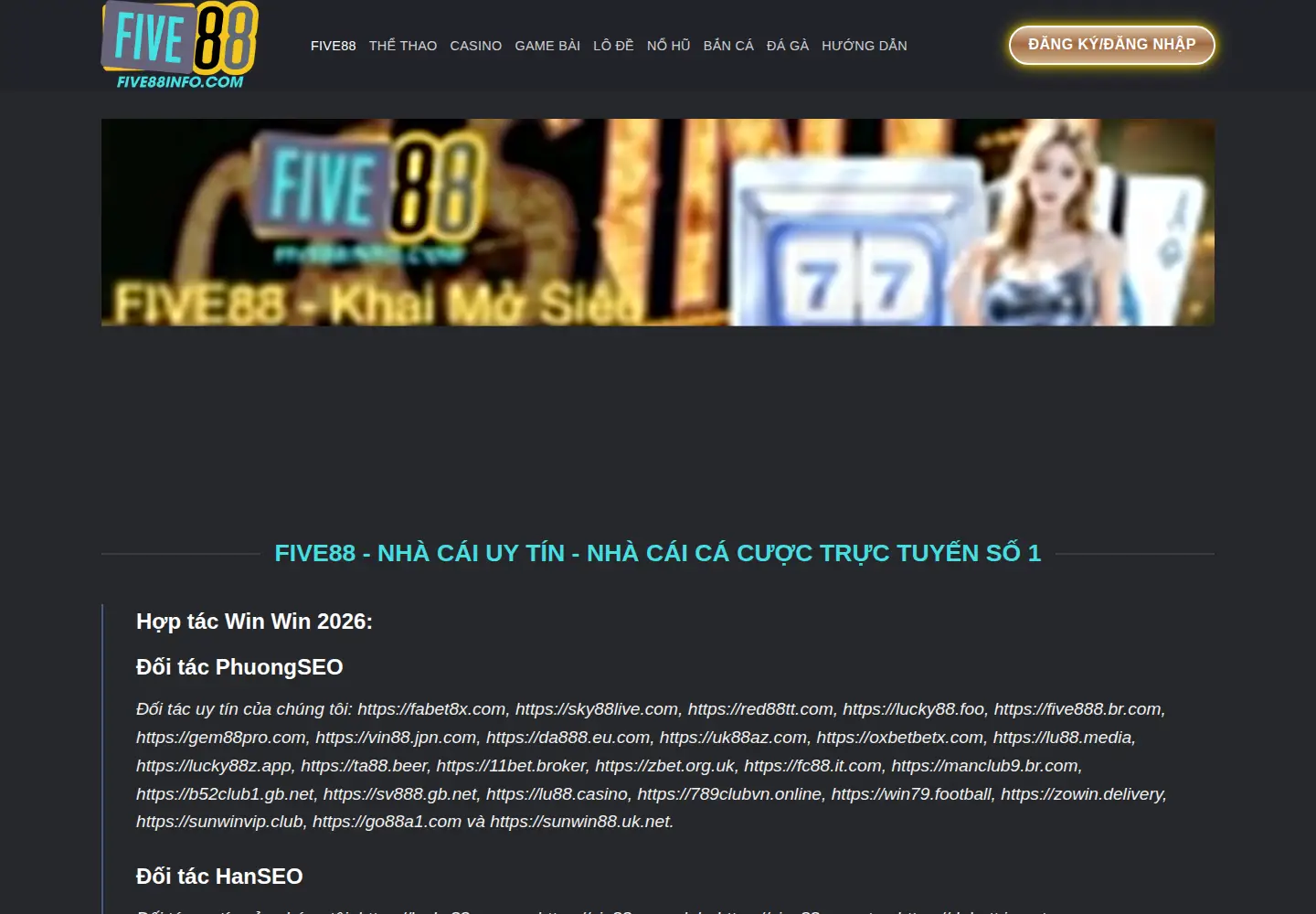 Captured homepage of five88info.com in the current scan