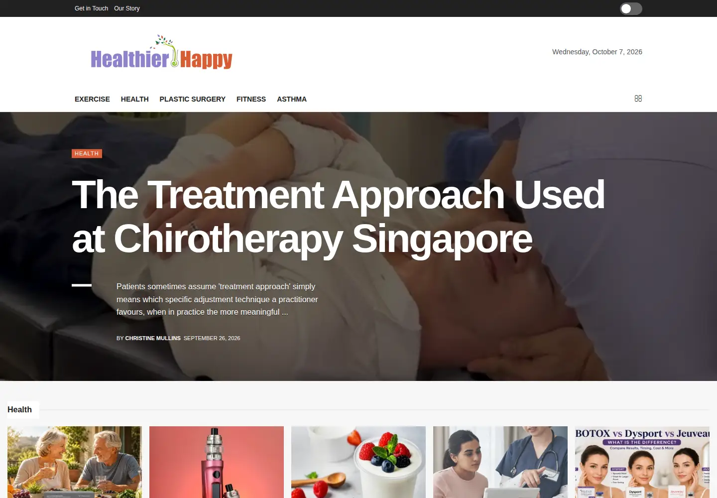 Captured homepage of healthierhappy.com in the current scan