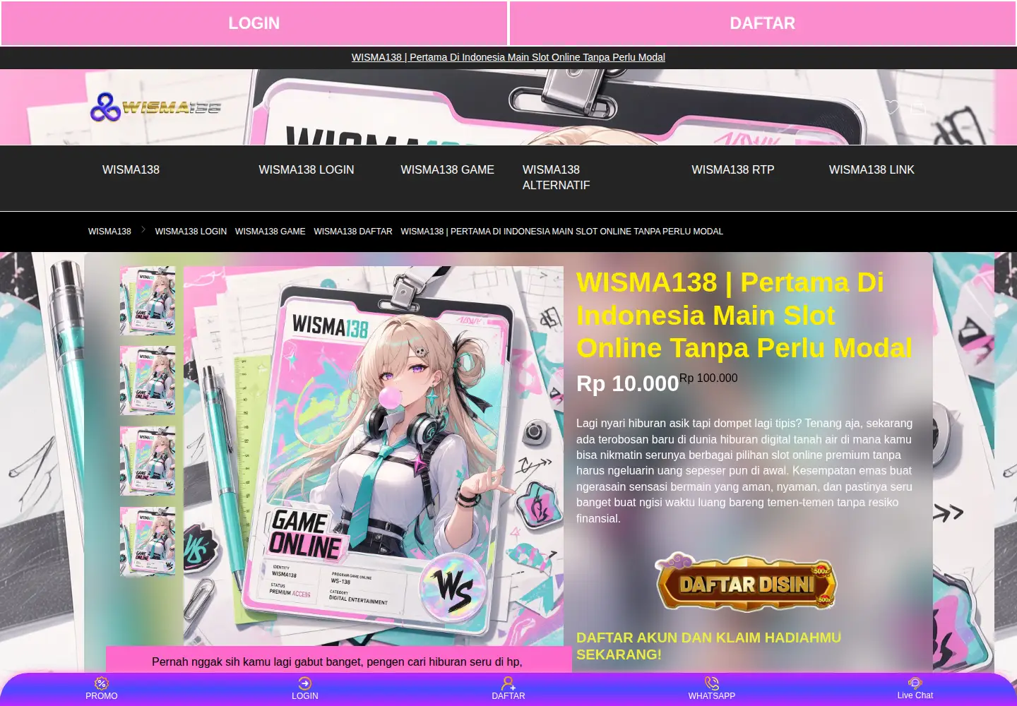 Captured homepage of nomoneyslots.com in the current scan