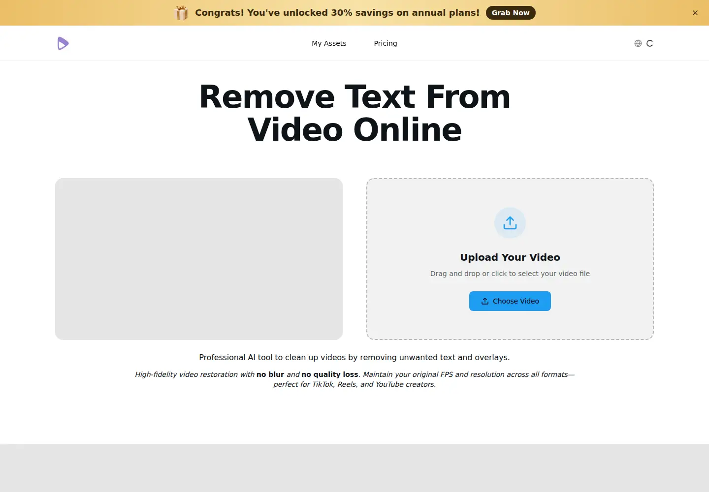 Screenshot of removetextfromvideo.com