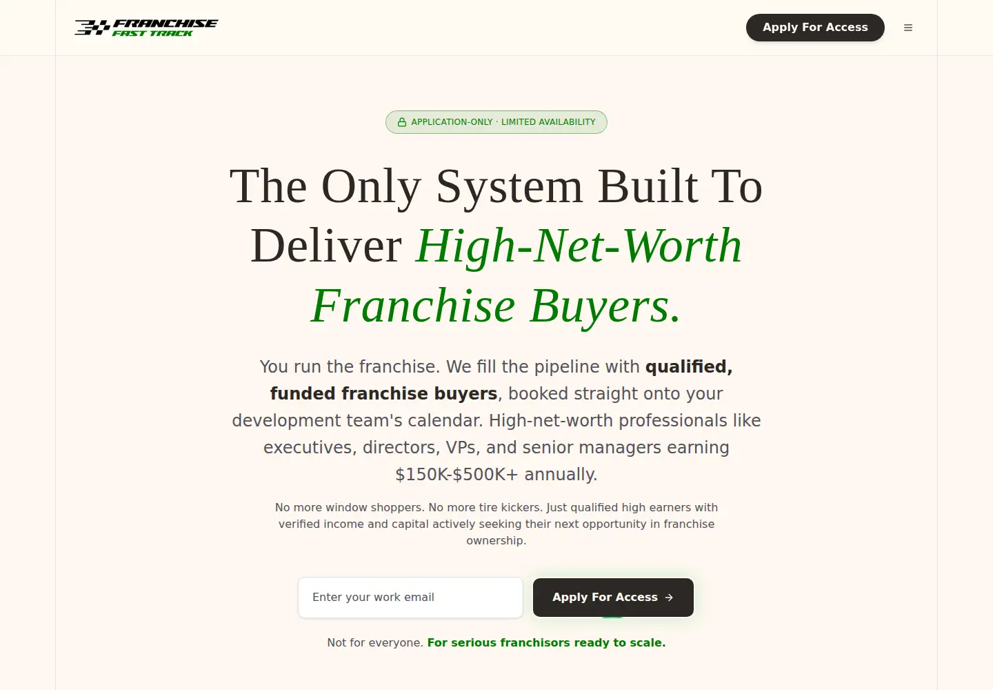 Screenshot of franchisefasttrack.io
