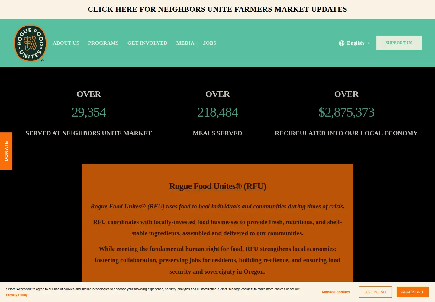 Screenshot of roguefoodunites.org