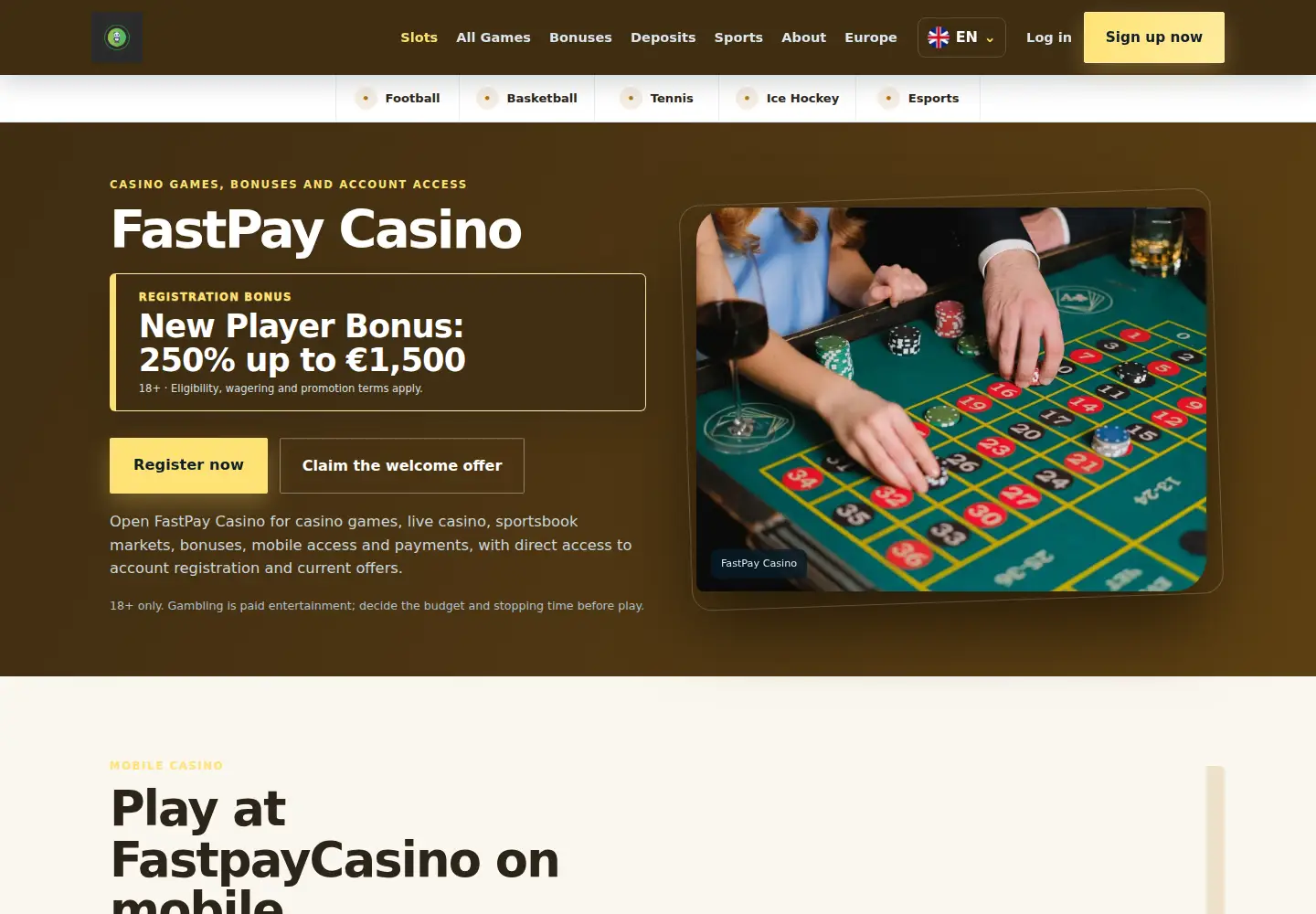 Screenshot of fastpaycasino.eu