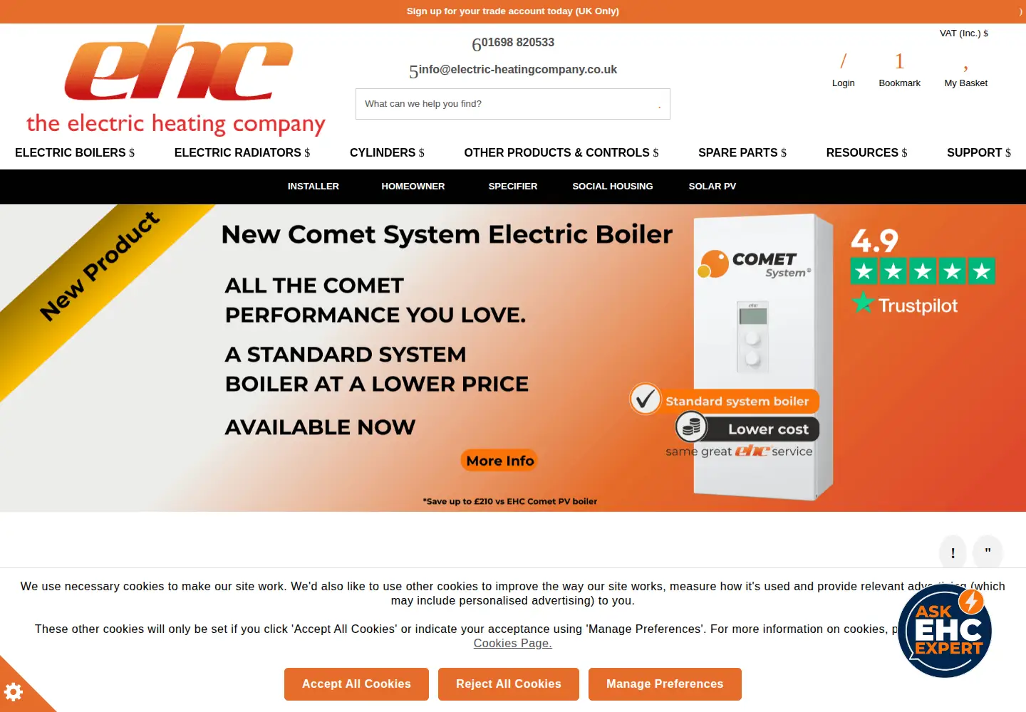 Screenshot of electric-heatingcompany.co.uk