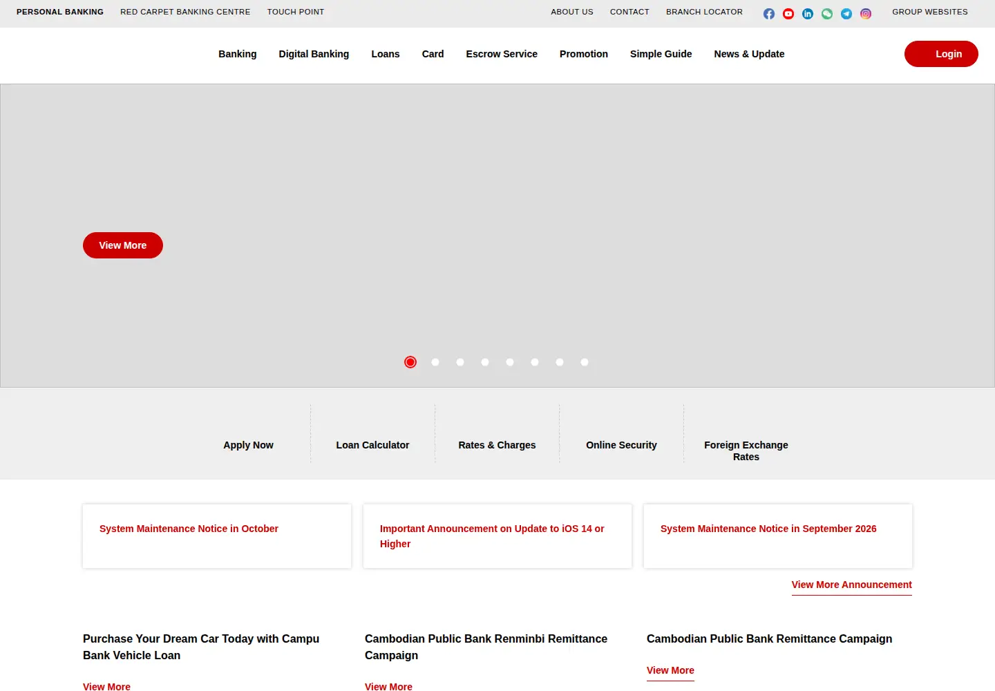 Captured homepage of cpbebank.com in the current scan