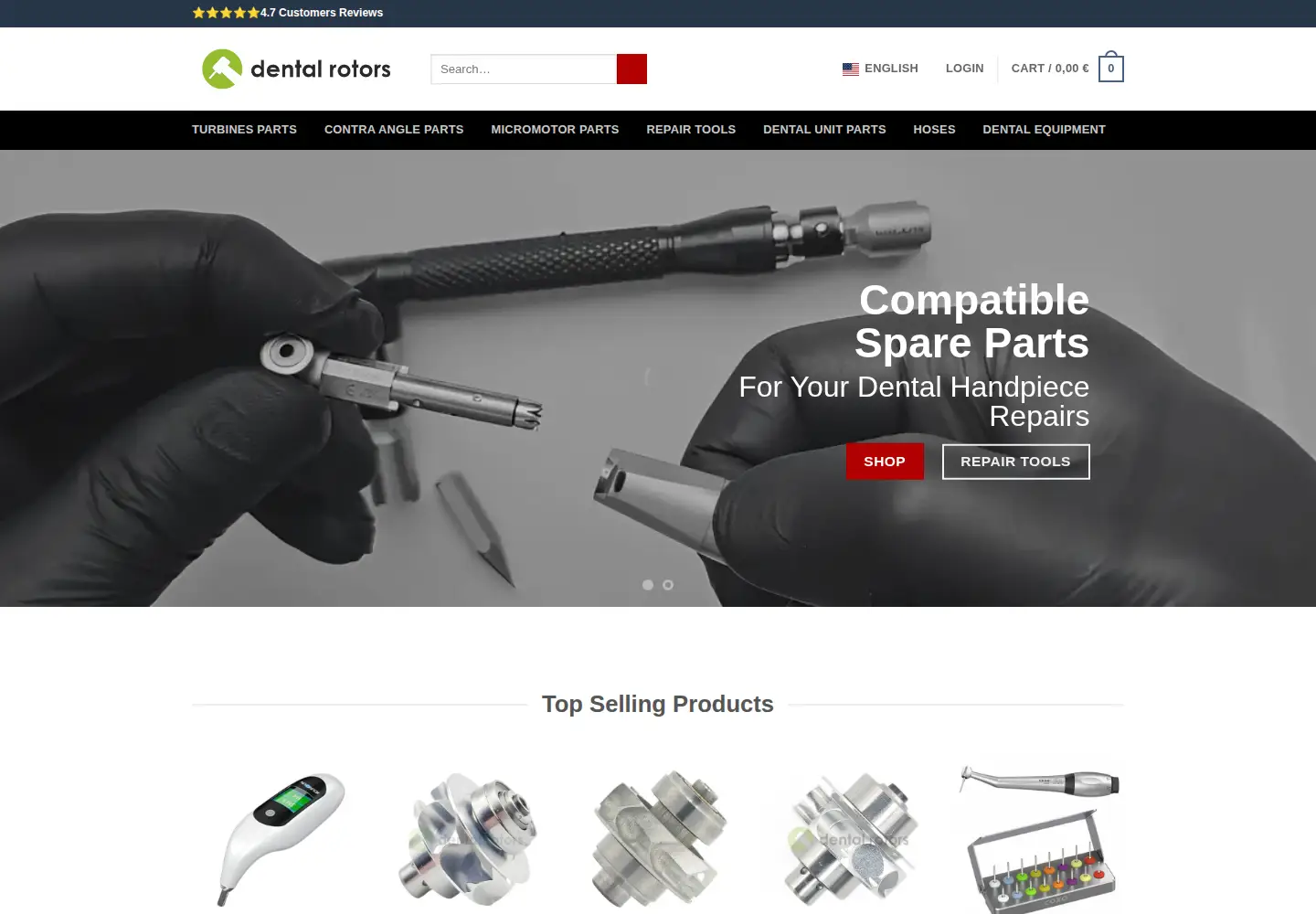Screenshot of dental-rotors.com