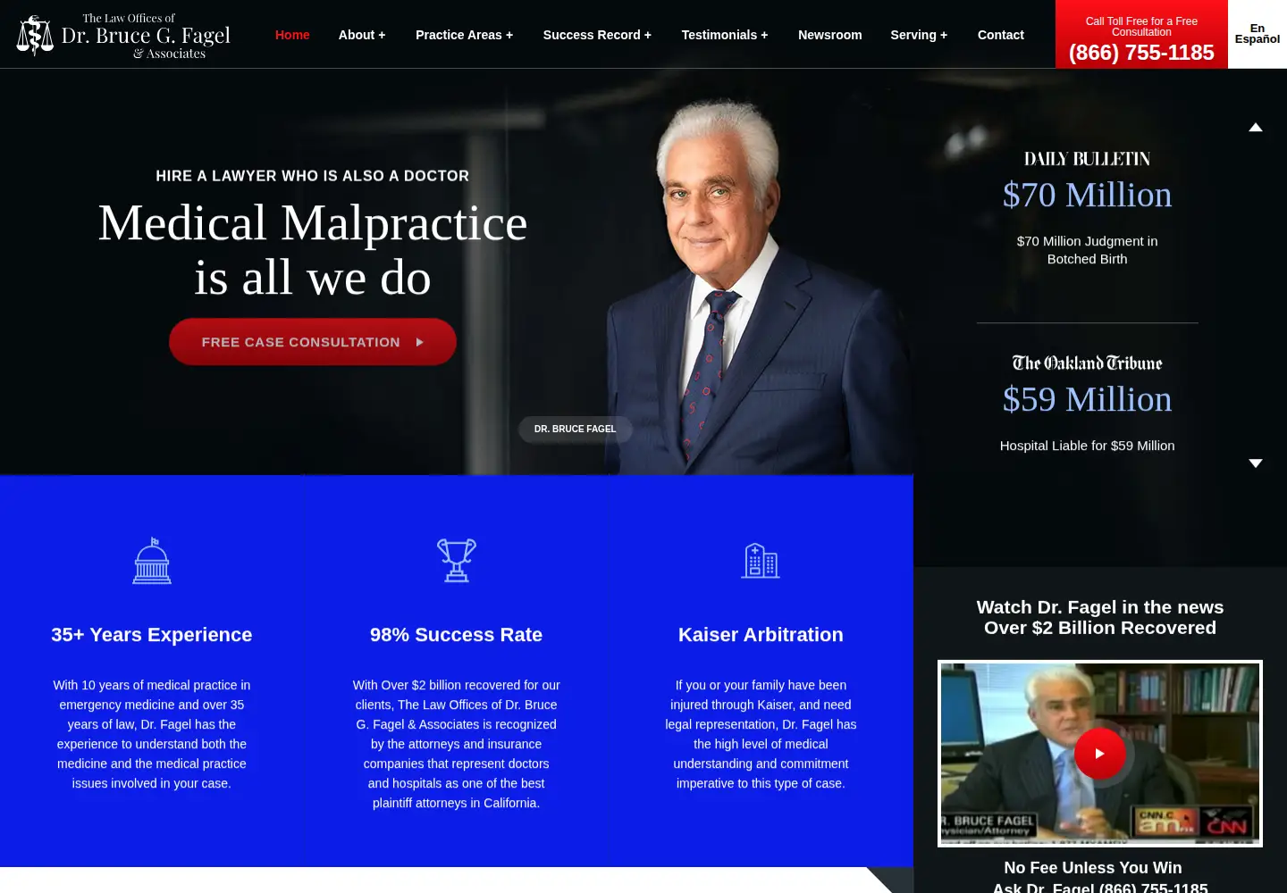 Captured homepage of fagellaw.com in the current scan