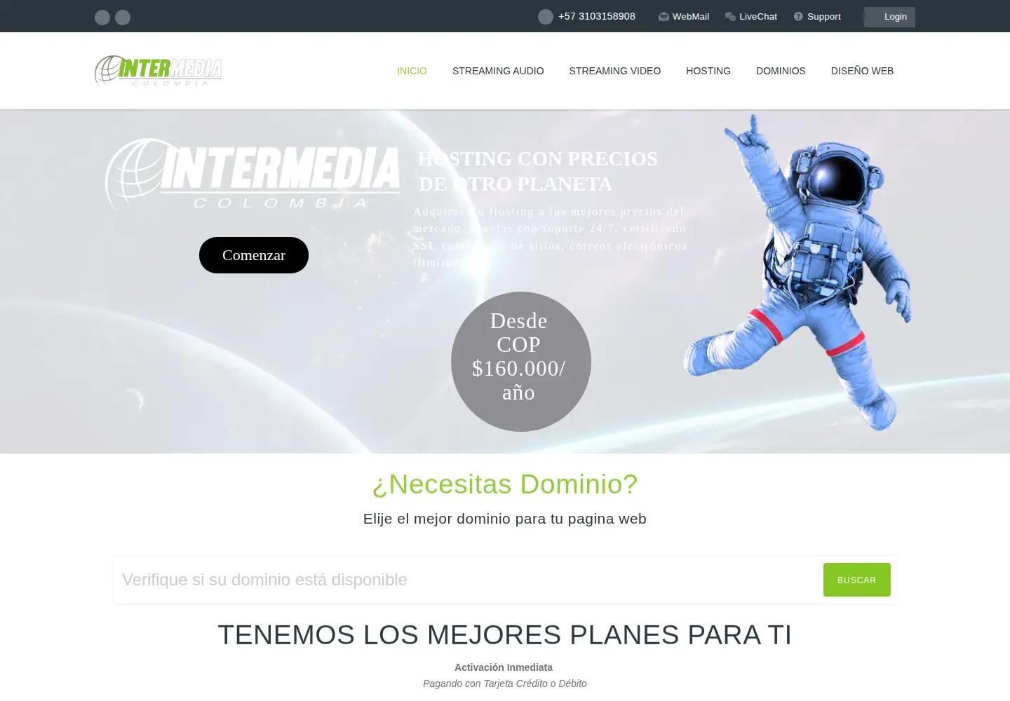 Captured homepage of intermediacol.com in the current scan