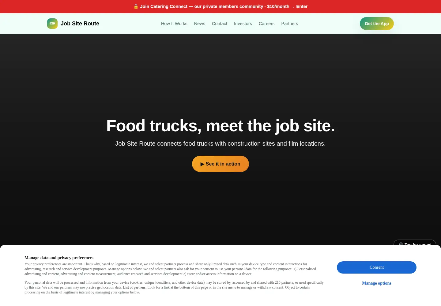 Captured homepage of jobsiteroute.com in the current scan