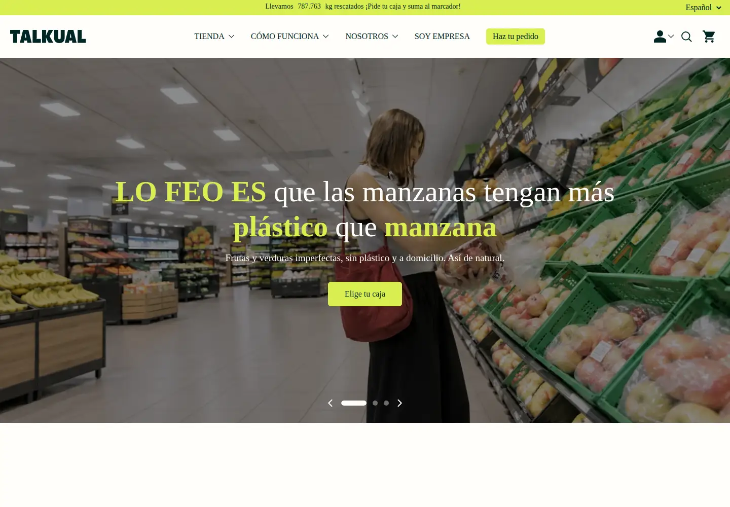 Captured homepage of talkualfoods.com in the current scan
