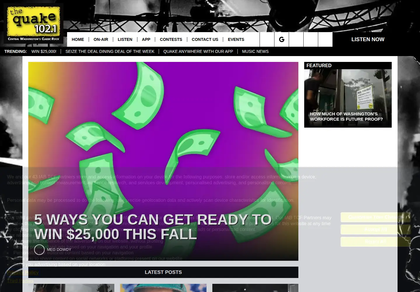 Captured homepage of thequake1021.com in the current scan