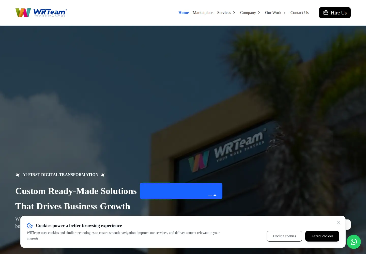 Captured homepage of wrteam.me in the current scan