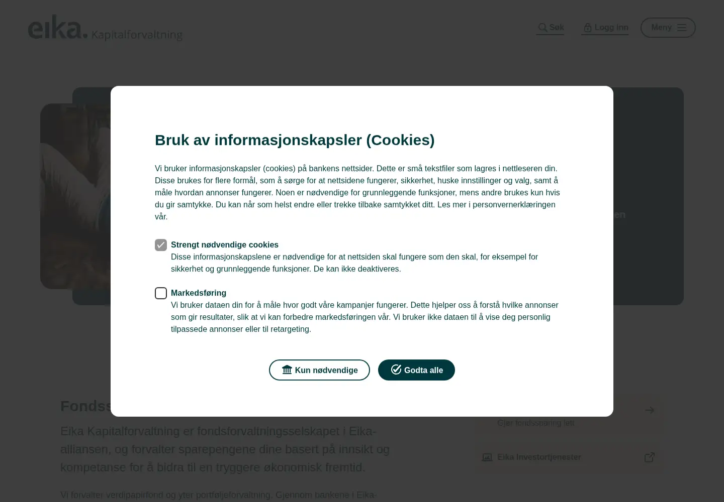 Screenshot of eikakapitalforvaltning.no