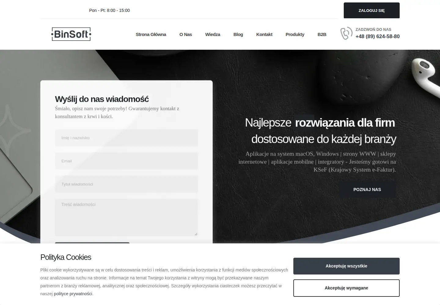 Captured homepage of binsoft.pl in the current scan