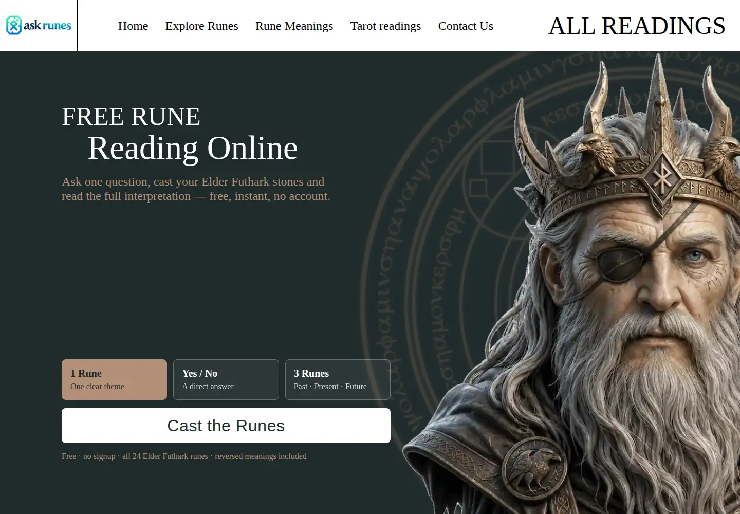 Screenshot of askrunes.com