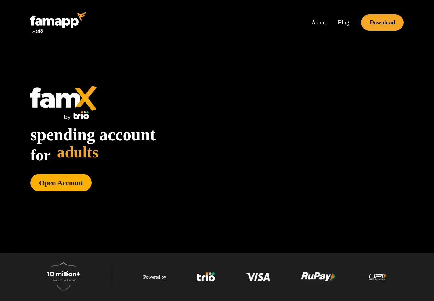 Captured homepage of famapp.in in the current scan