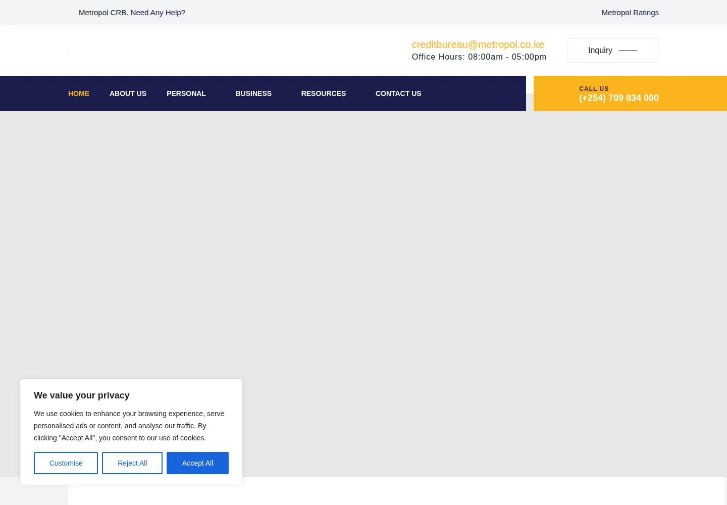 Captured homepage of metropol.co.ke in the current scan