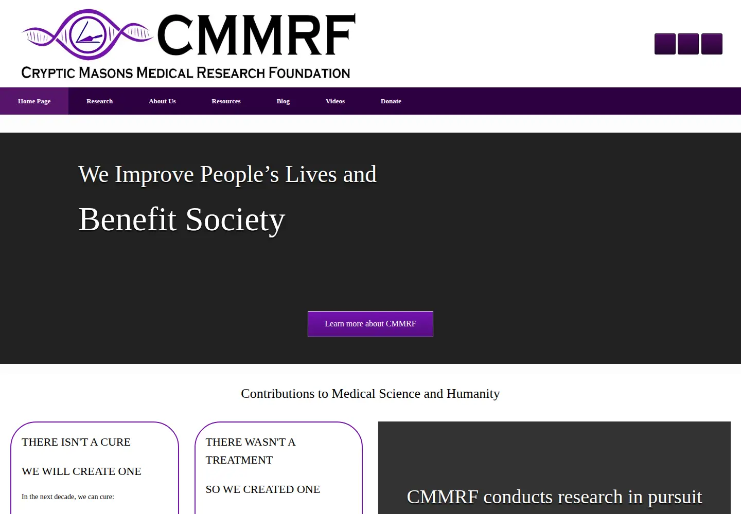 Captured homepage of cmmrf.org in the current scan