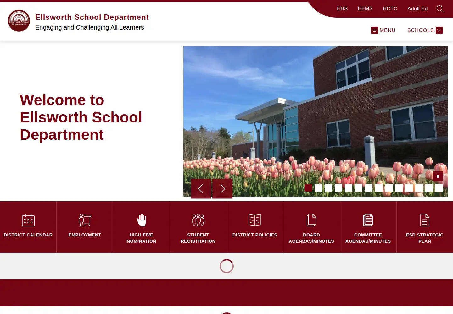 Captured homepage of ellsworthschools.org in the current scan