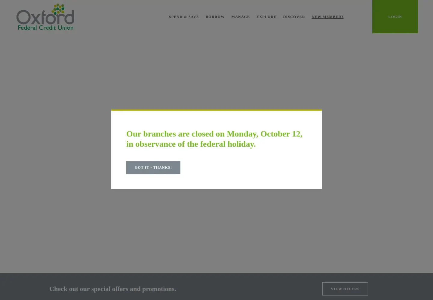 Captured homepage of ofcu.org in the current scan