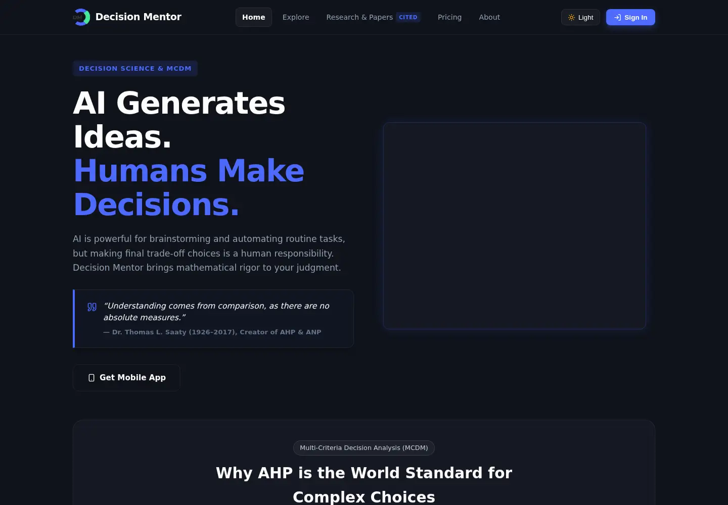 Screenshot of decisionmentor.app