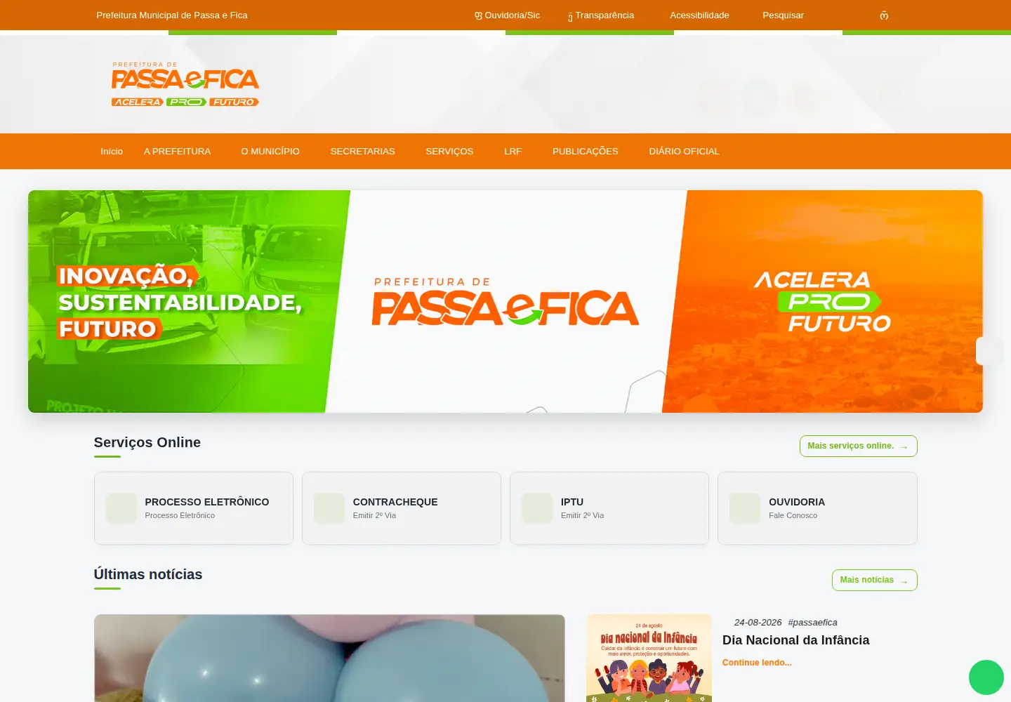 Captured homepage of passaefica.rn.gov.br in the current scan