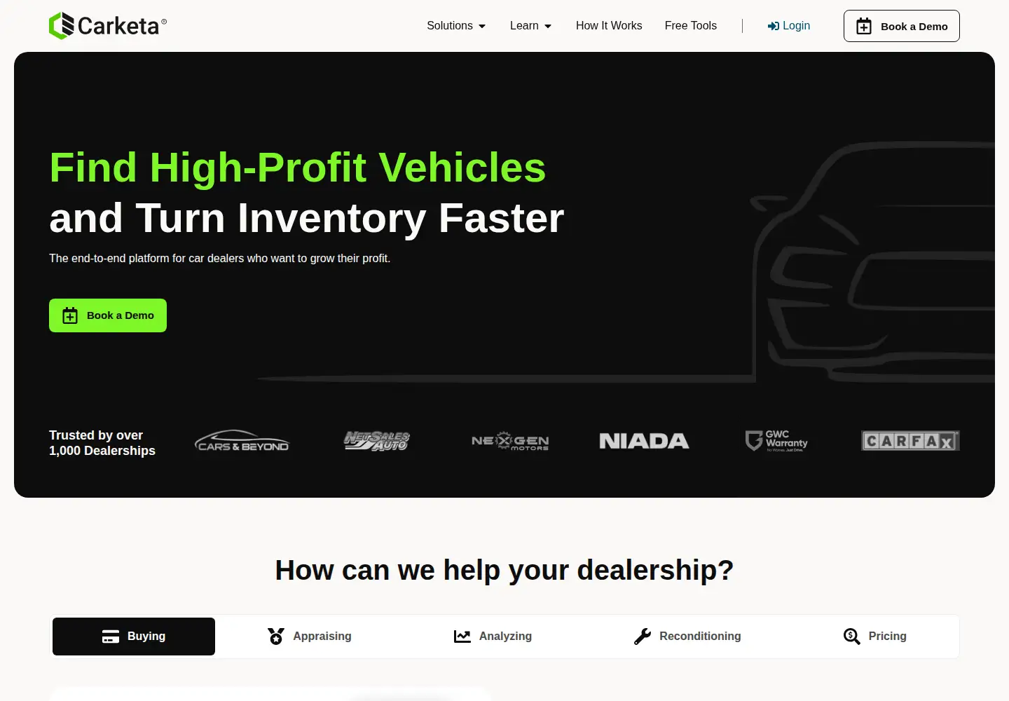 Captured homepage of carketa.com in the current scan