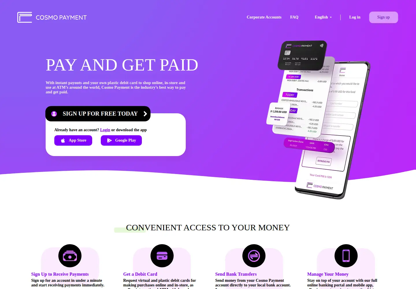 Screenshot of cosmopayment.com