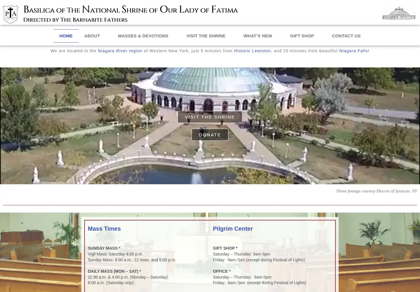 Captured homepage of fatimashrine.com in the current scan