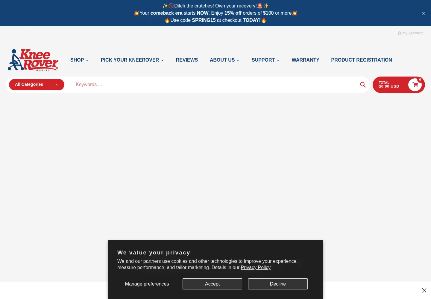 Screenshot of kneerover.com