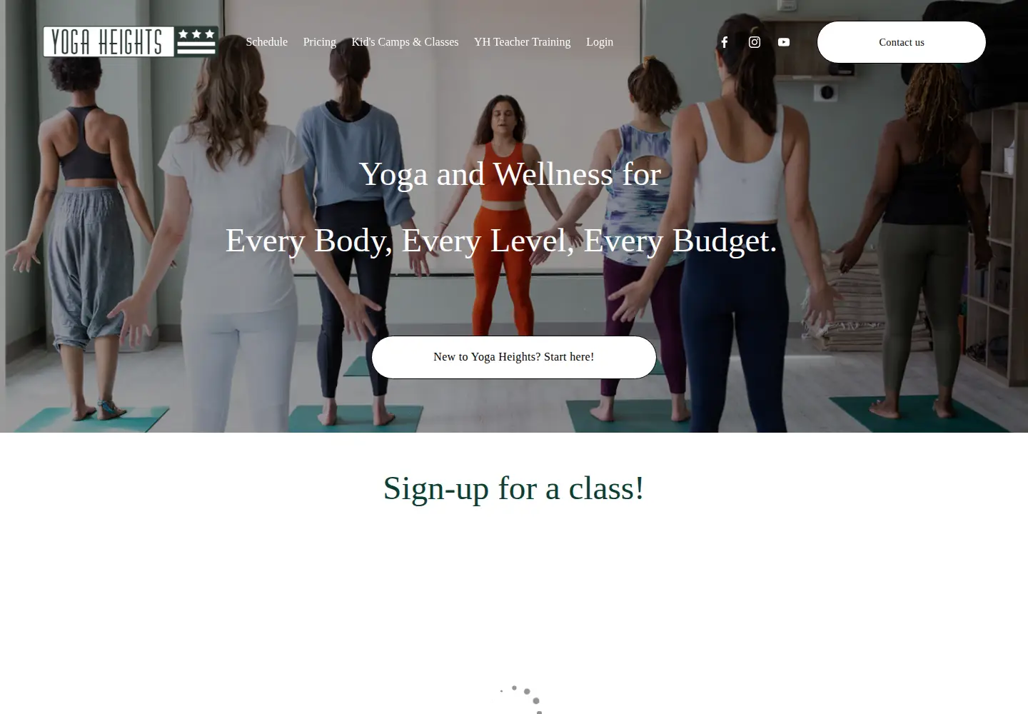 Screenshot of yogaheightsdc.com