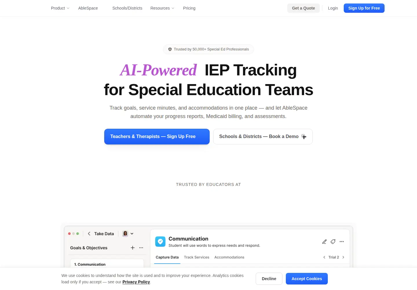 Screenshot of ablespace.io