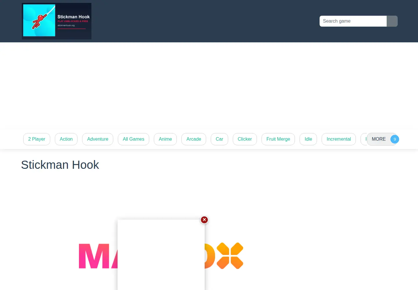 Captured homepage of stickmanhook.org in the current scan