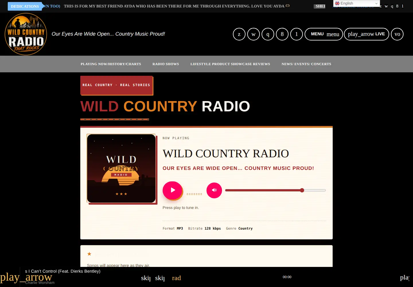 Screenshot of wildcountrymusic.radio