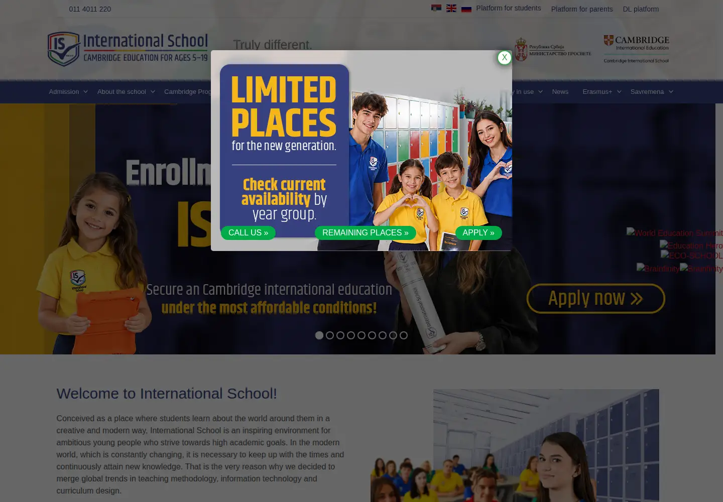 Screenshot of international-school.edu.rs